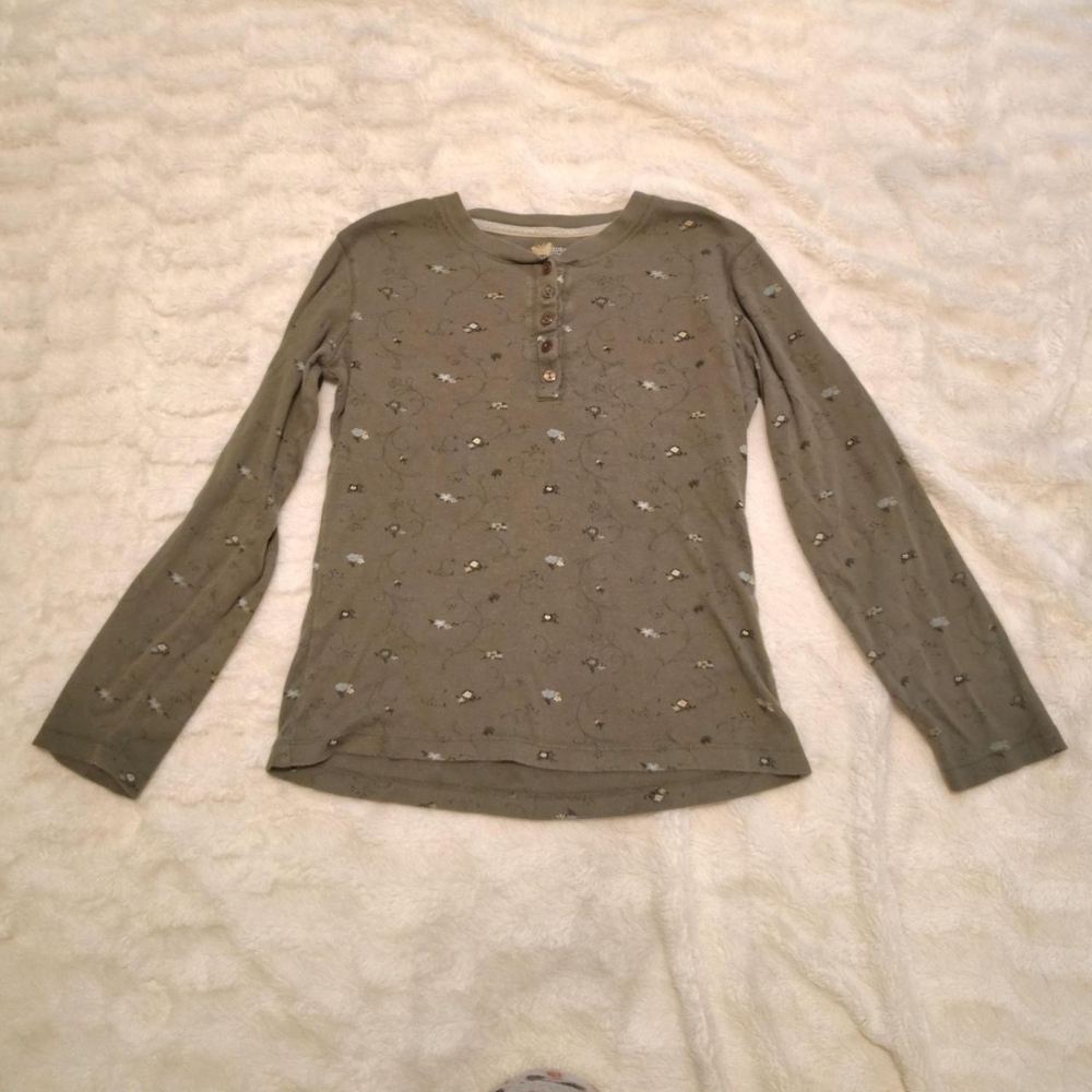 Natural Reflections Green Floral Long Sleeve Shirt